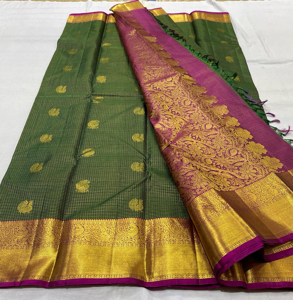 GREEN / PURPLE KANCHI SAREE