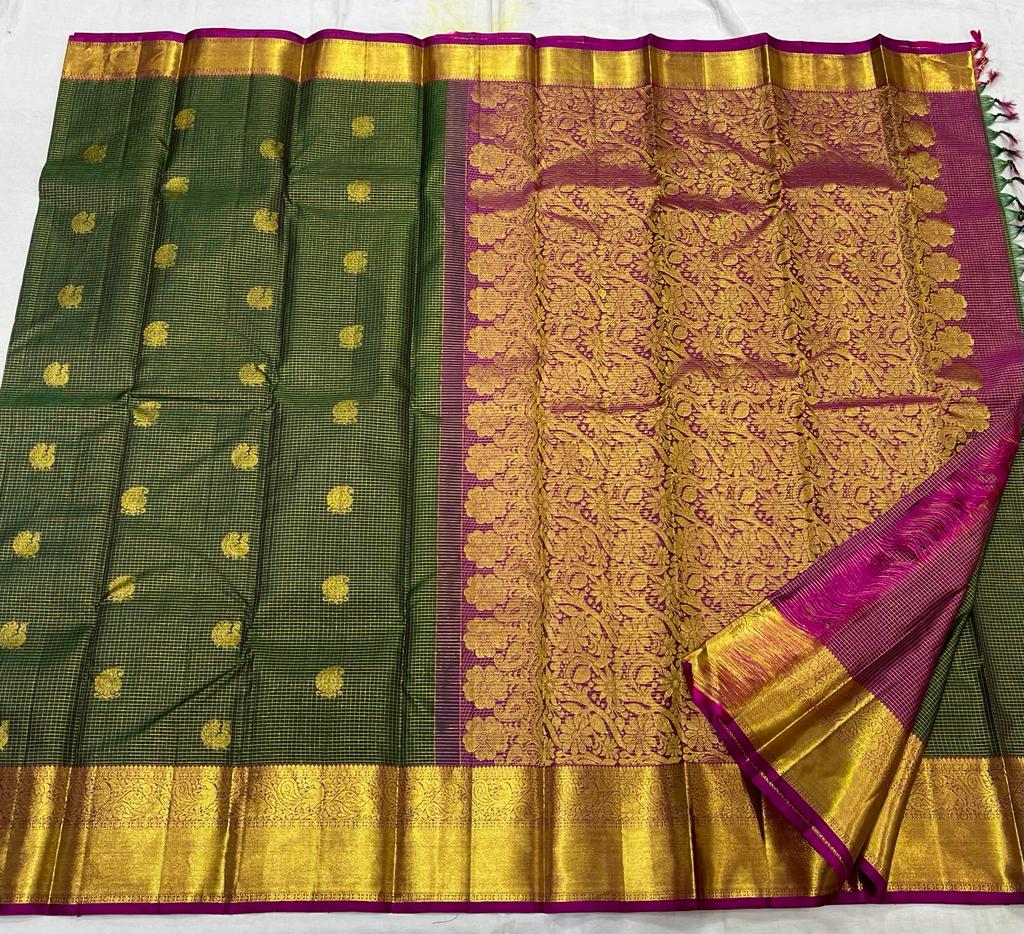 GREEN / PURPLE KANCHI SAREE