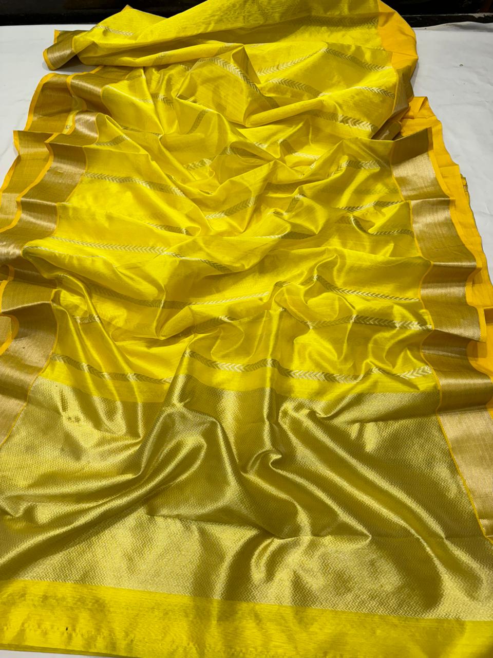 YELLOW CHANDERI SAREE