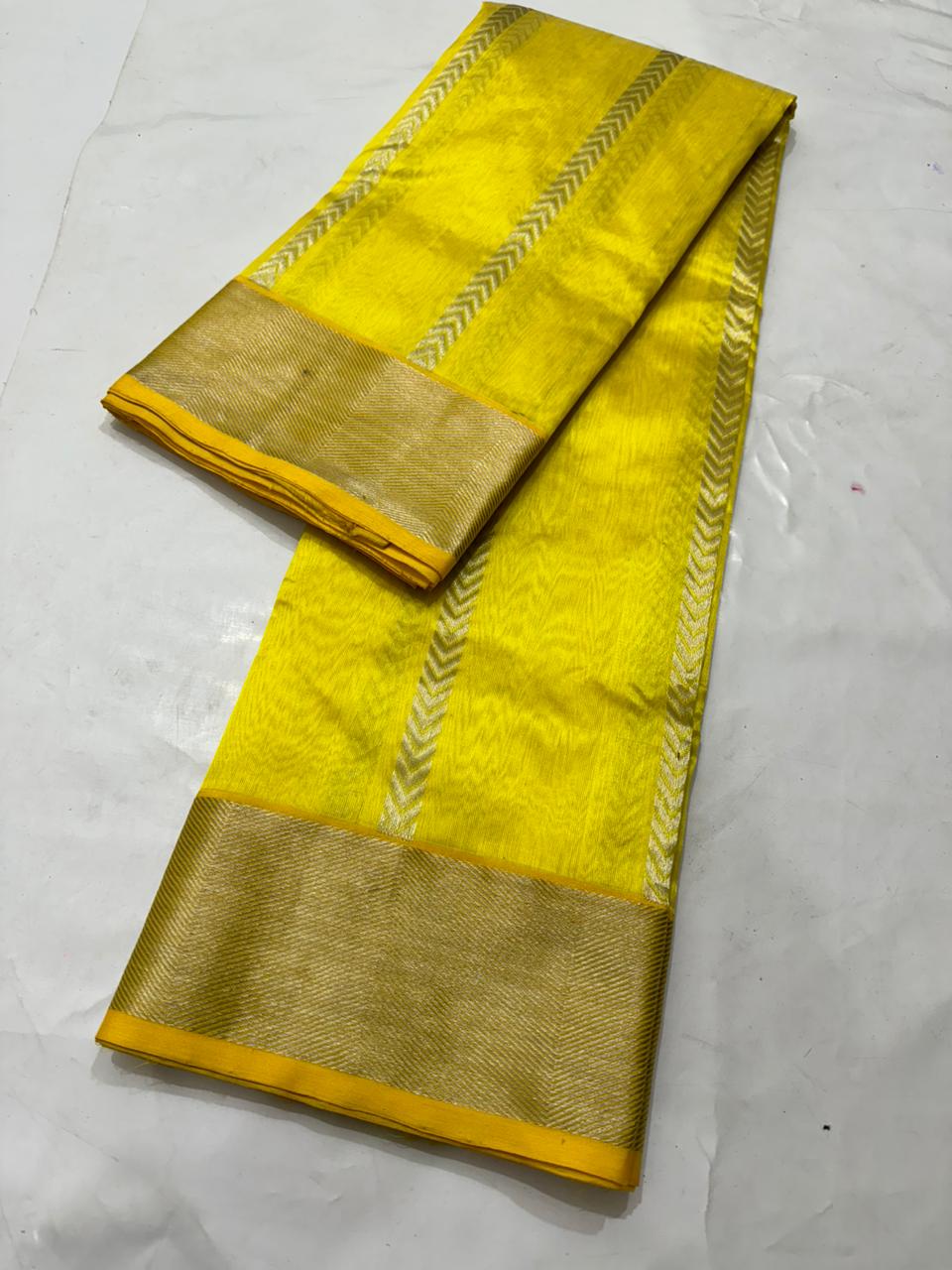 YELLOW CHANDERI SAREE