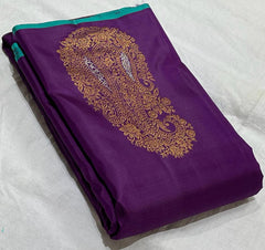 VIOLET / MINT BLUE BOARDERLESS SAREE