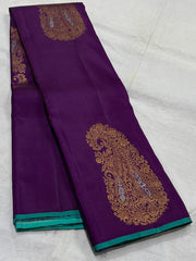 VIOLET / MINT BLUE BOARDERLESS SAREE