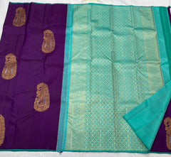 VIOLET / MINT BLUE BOARDERLESS SAREE