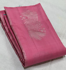 PINK / MINT GREEN BOARDERLESS KANCHI SAREE