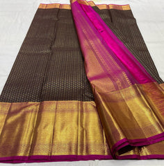 BROWN / PINK KANCHI SAREE