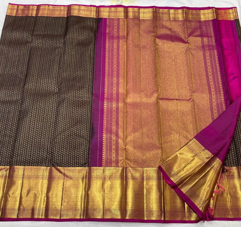 BROWN / PINK KANCHI SAREE