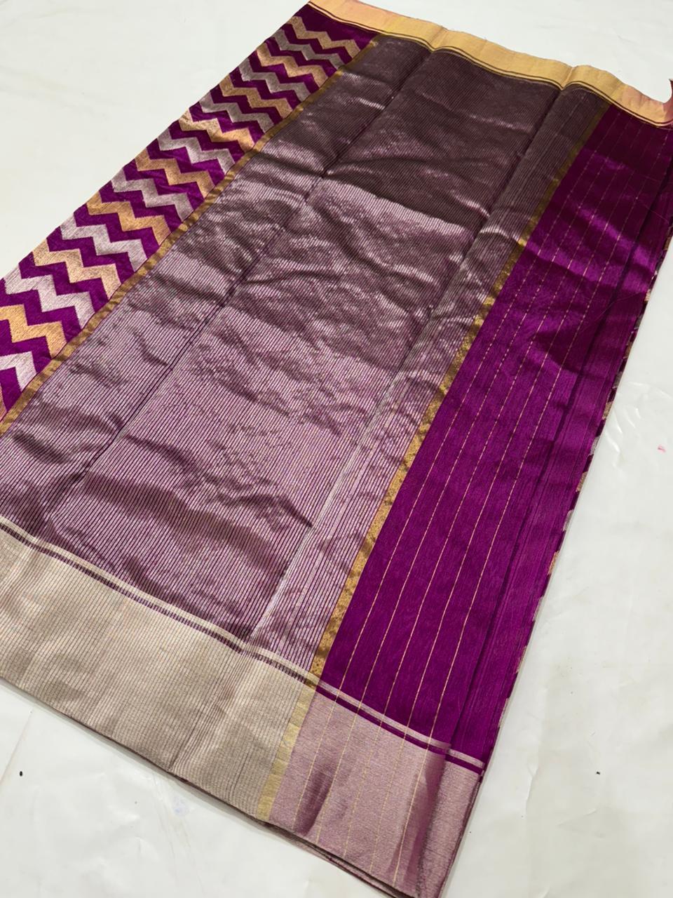 PURPLE CHANDERI SILK SAREE