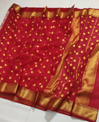 RED CHANDERI SAREE