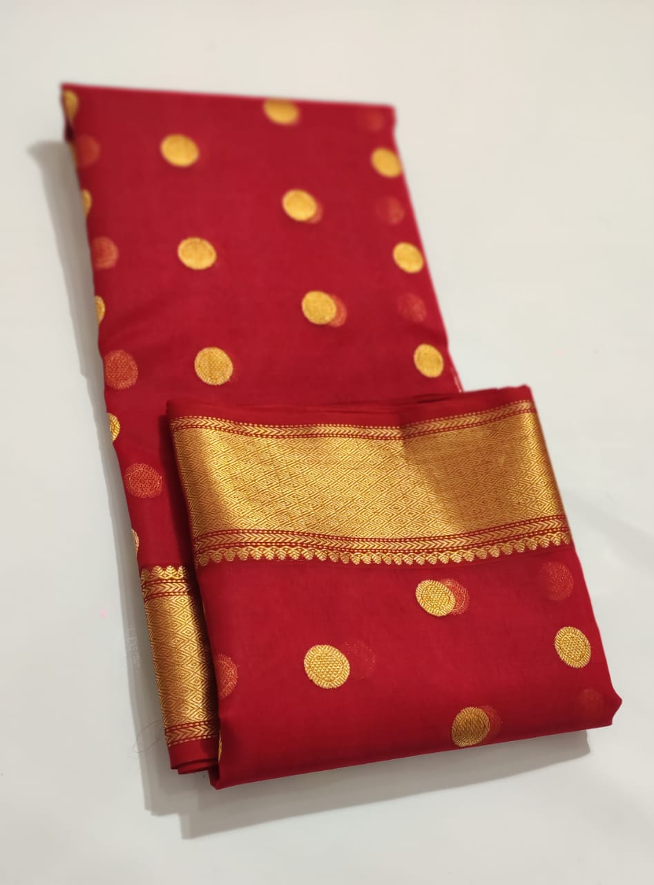 RED CHANDERI SAREE