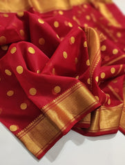 RED CHANDERI SAREE