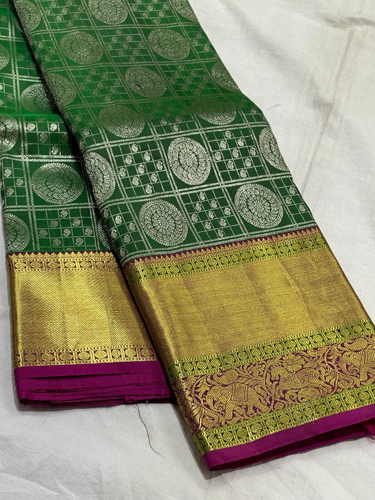 GREEN / PURPLE KANCHI SAREE