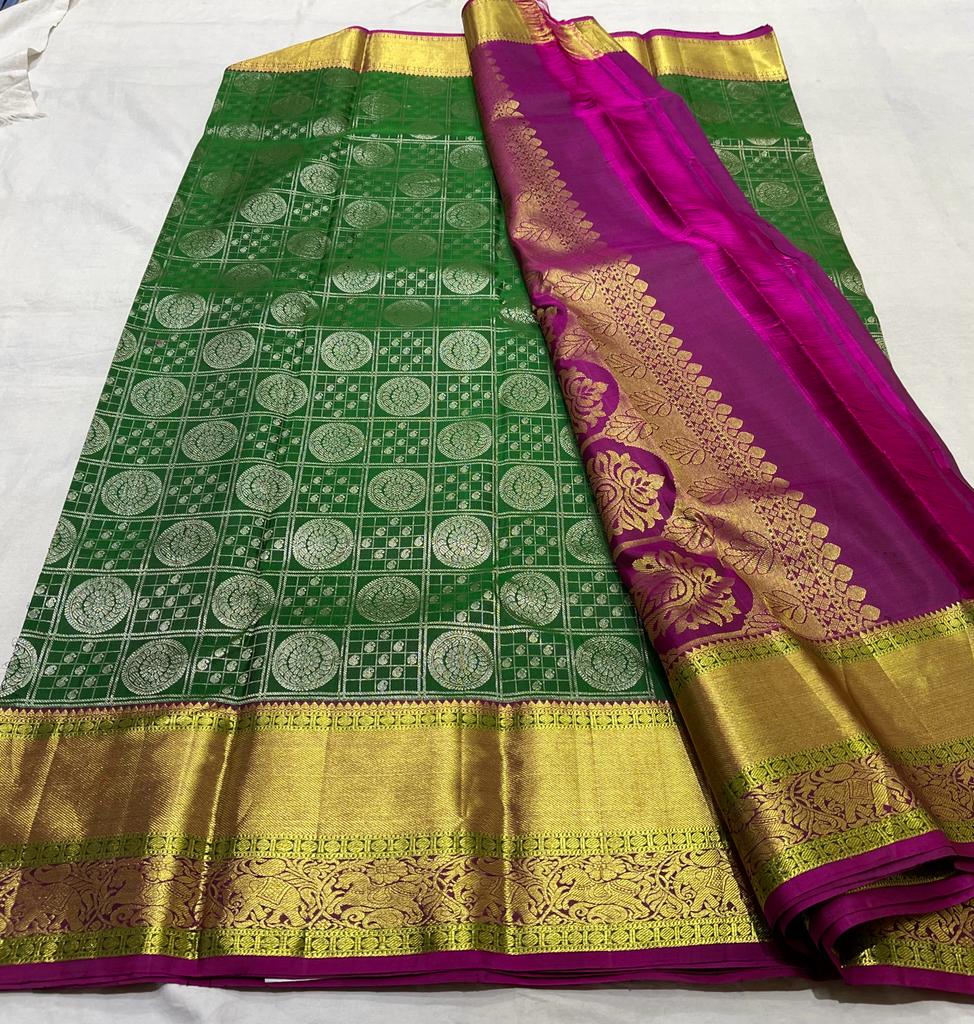 GREEN / PURPLE KANCHI SAREE