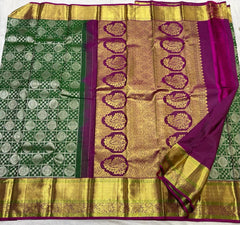 GREEN / PURPLE KANCHI SAREE