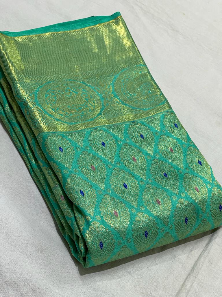 SEA BLUE KANCHI SAREE