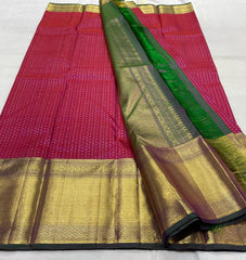 ROSE PINK / GREEN KANCHI SAREE