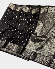 BLACK CHANDERI SAREE