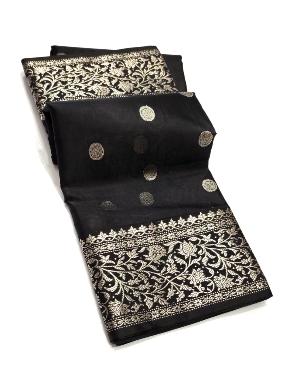 BLACK CHANDERI SAREE