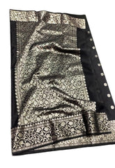 BLACK CHANDERI SAREE