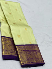 CREAM /NAVY BLUE KANCHI SAREE