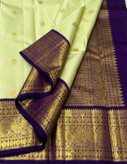 CREAM /NAVY BLUE KANCHI SAREE