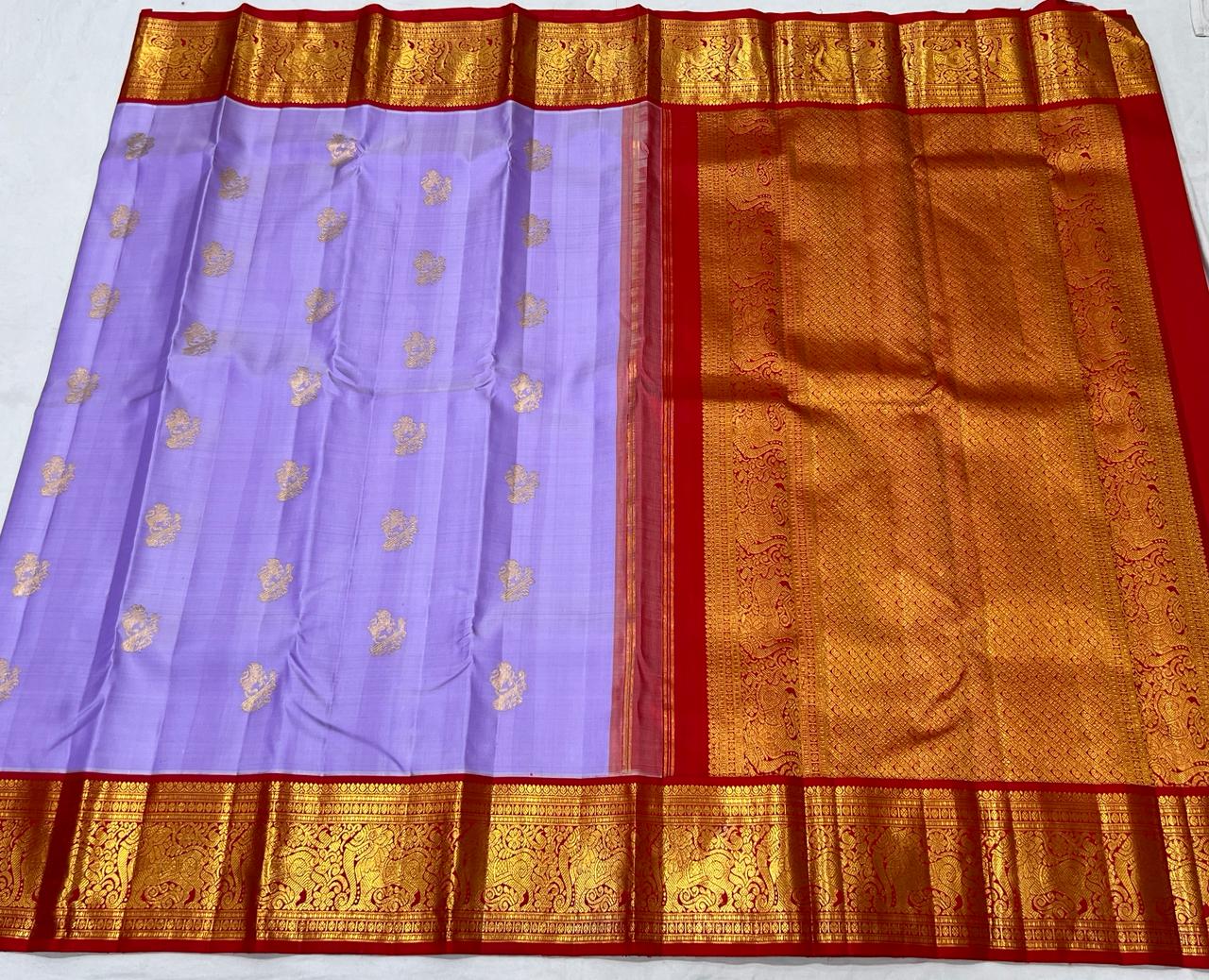 LAVENDER /RED KANCHI SAREE