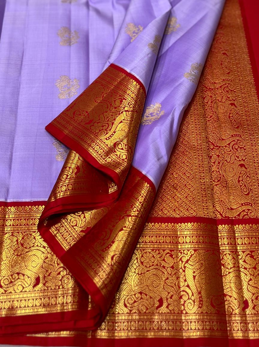 LAVENDER /RED KANCHI SAREE