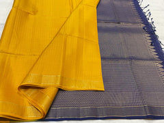 YELLOW / NAVY BLUE SILK SAREE