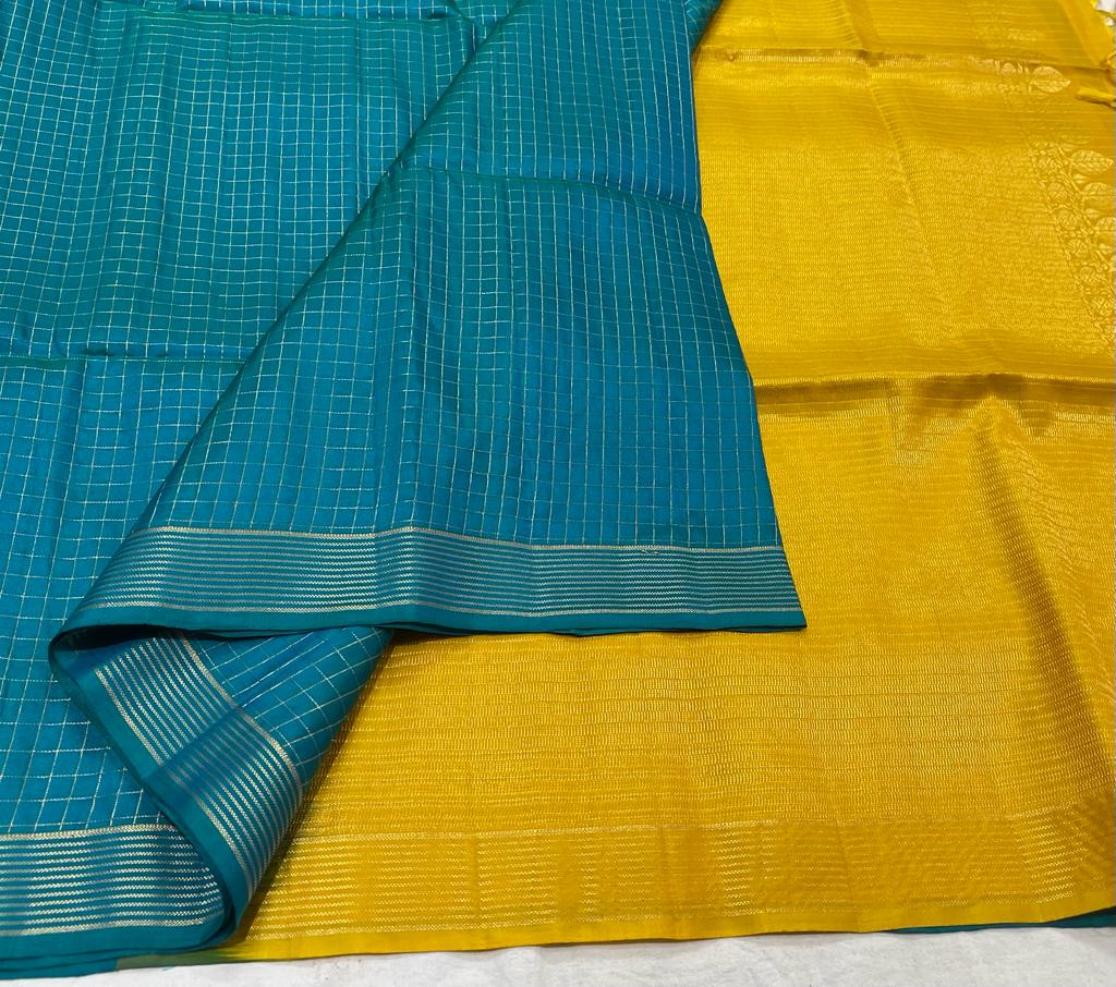 BLUE / YELLOW SILK SAREE