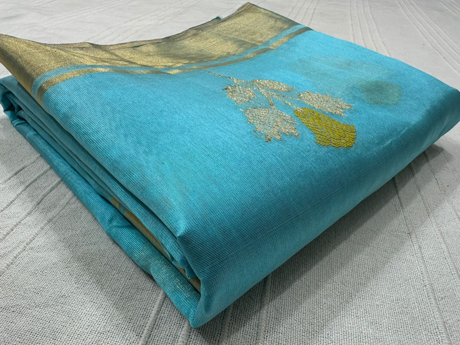 SKY BLUE CHANDERI SAREE