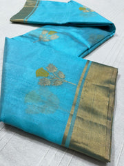 SKY BLUE CHANDERI SAREE