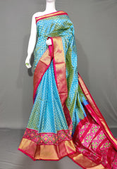 CONTRAST BOARDER IKAT SILK SAREE