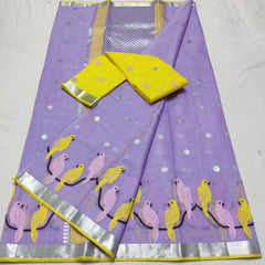 LAVENDER / YELLOW ZARI KOTA SAREE