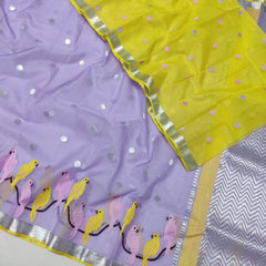 LAVENDER / YELLOW ZARI KOTA SAREE