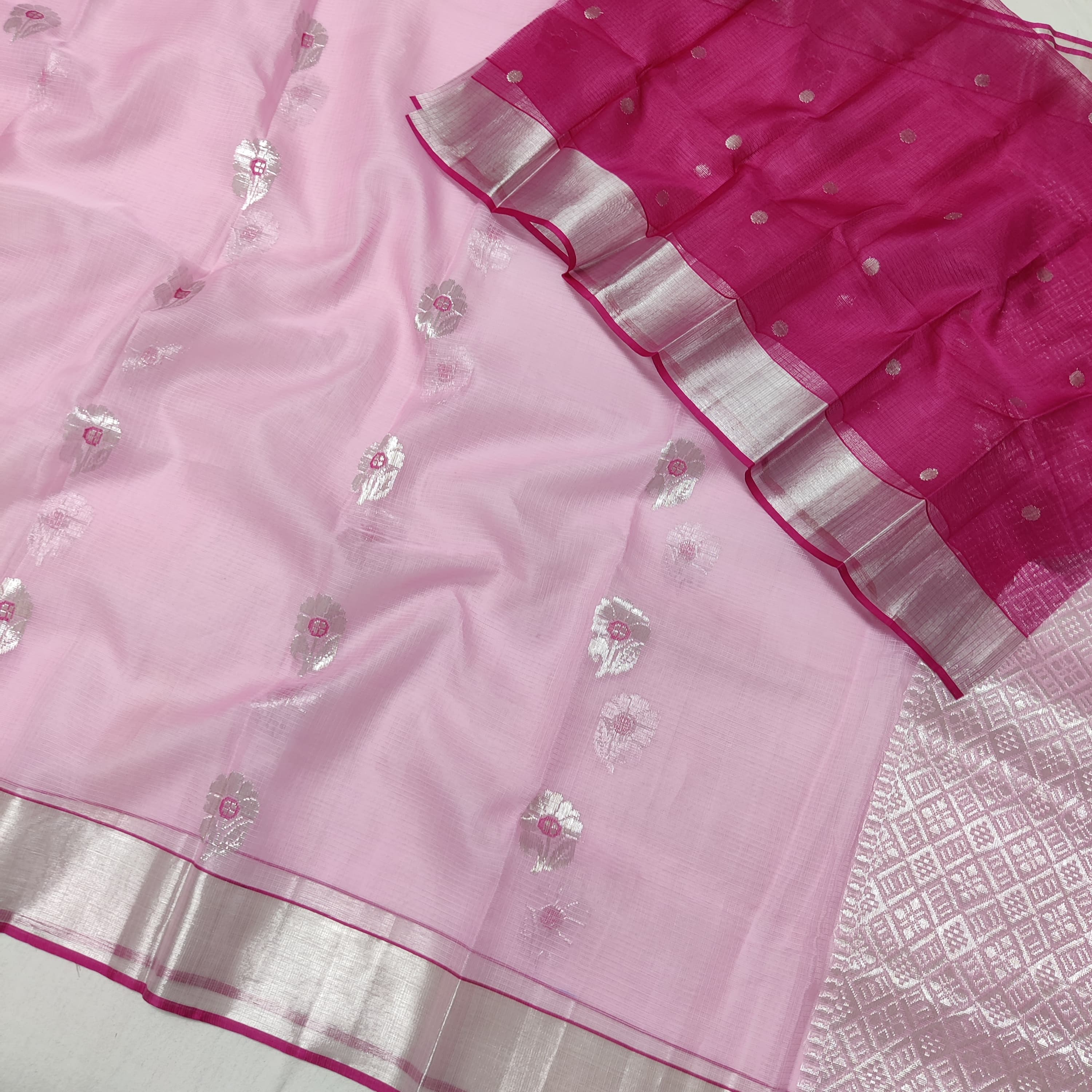 BABY PINK / PINK ZARI KOTA SAREE