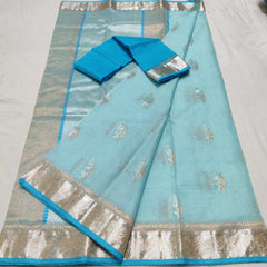 SKY BUE /BLUE ZARI KOTA SAREE