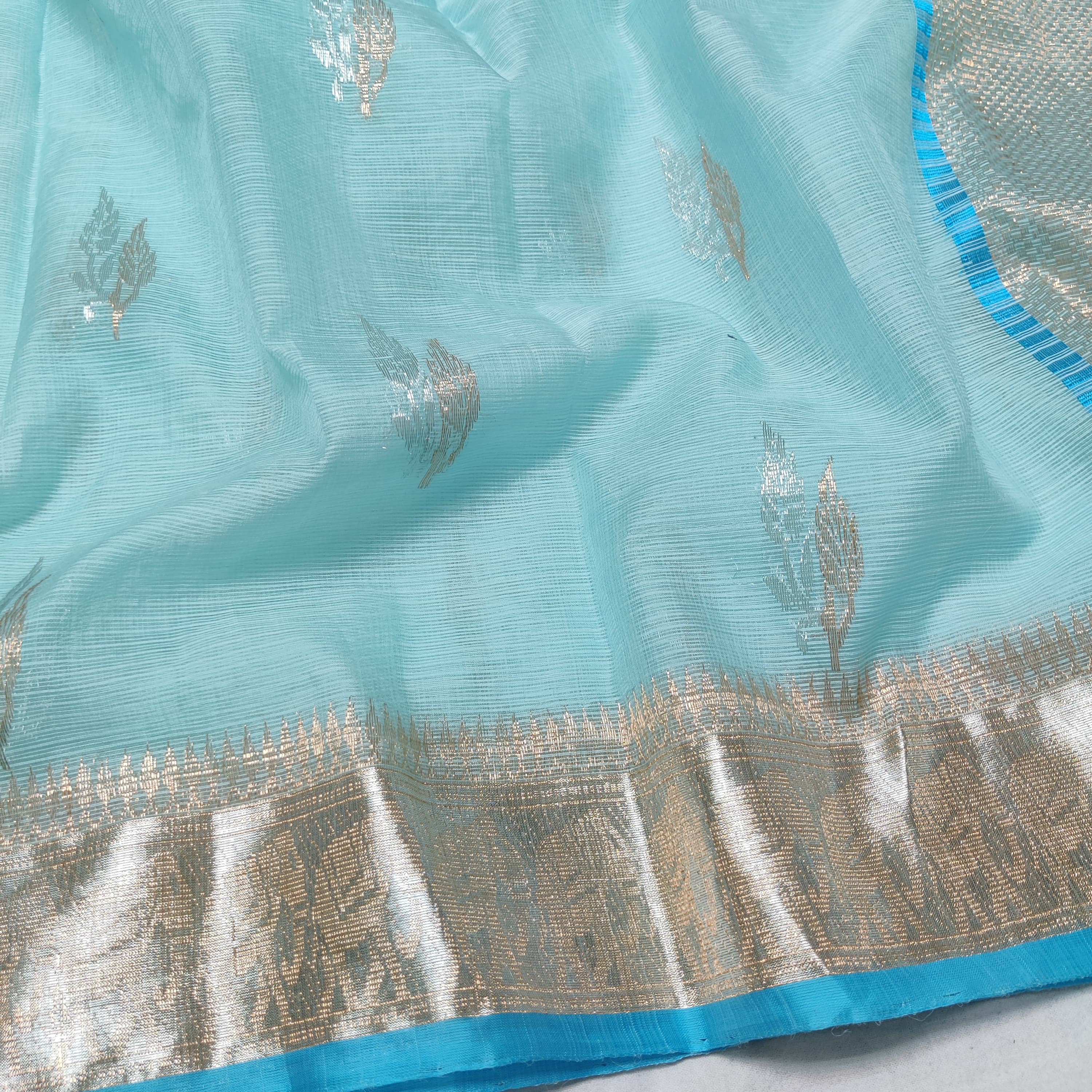 SKY BUE /BLUE ZARI KOTA SAREE