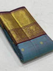 GREY BLUE / MAROON KANCHI SAREE