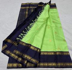 PARROT GREEN / BLACK KANCHI SAREE