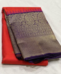 RED / NAVY BLUE KANCHI SAREE