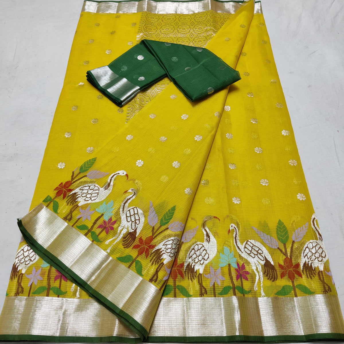 YELLOW / GREEN ZARI KOTA SAREE