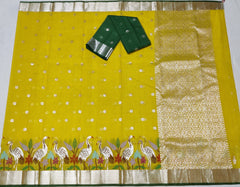 YELLOW / GREEN ZARI KOTA SAREE