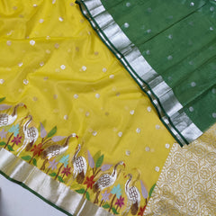 YELLOW / GREEN ZARI KOTA SAREE