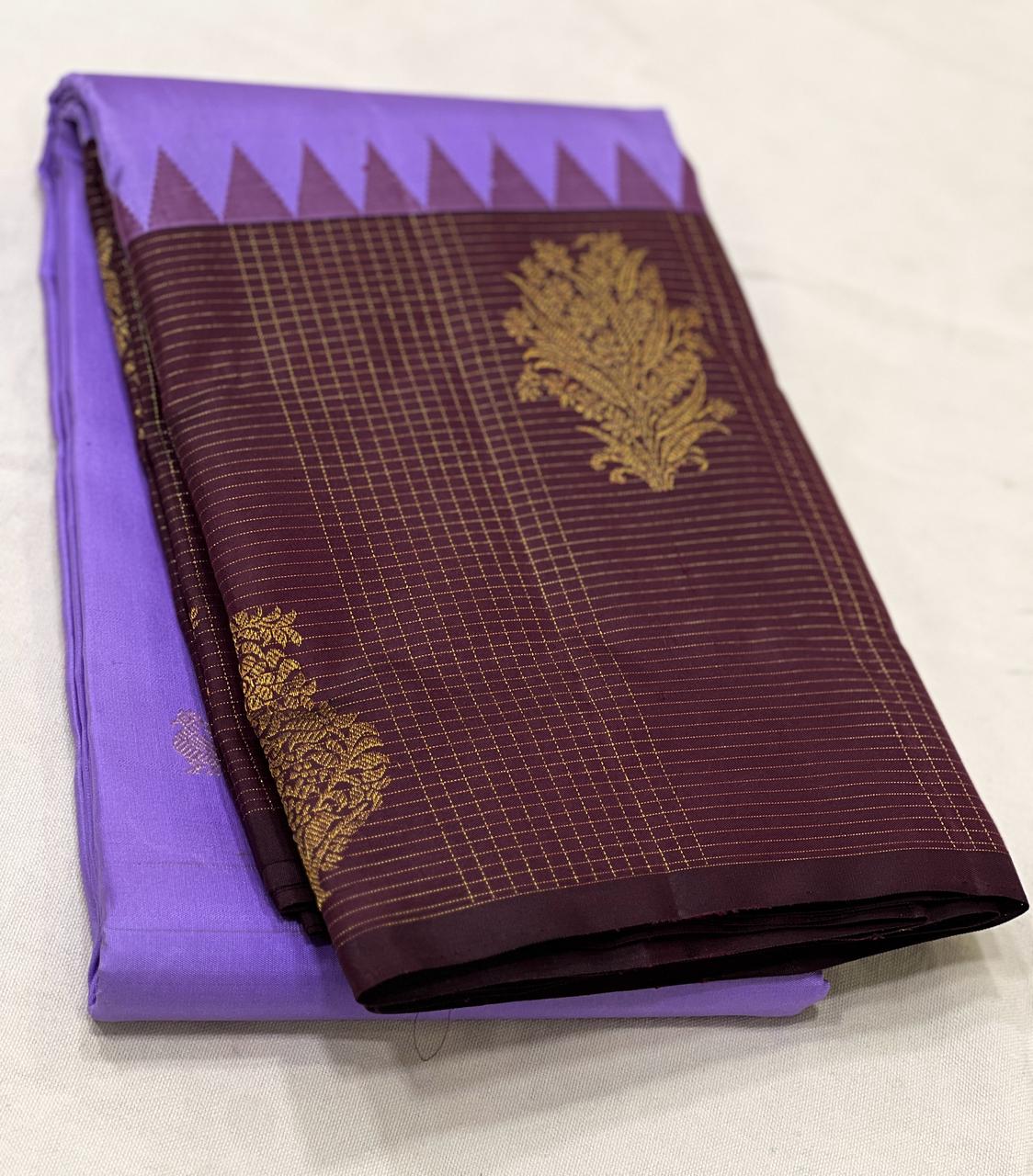 LAVENDER /DARK MAROON KANCHI SAREE