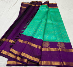 PISTA GREEN / VIOLET KANCHI SAREE