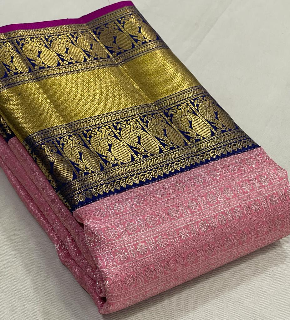 BABY PINK / BLUE KANCHI SAREE