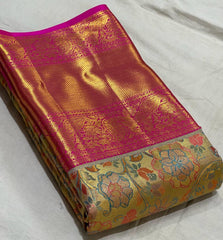 GOLD FLORAL / PINK KANCHI TISSUE SAREE