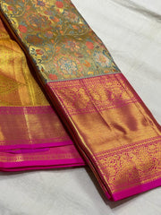 GOLD FLORAL / PINK KANCHI TISSUE SAREE