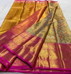 GOLD FLORAL / PINK KANCHI TISSUE SAREE