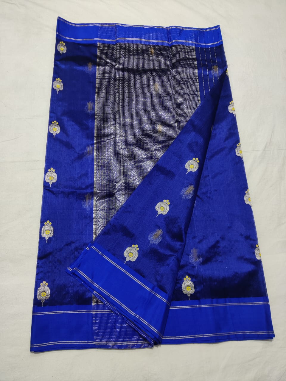 BLUE CHANDERI SAREE