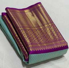 MINT BLUE / PURPLE KANCHI SAREE